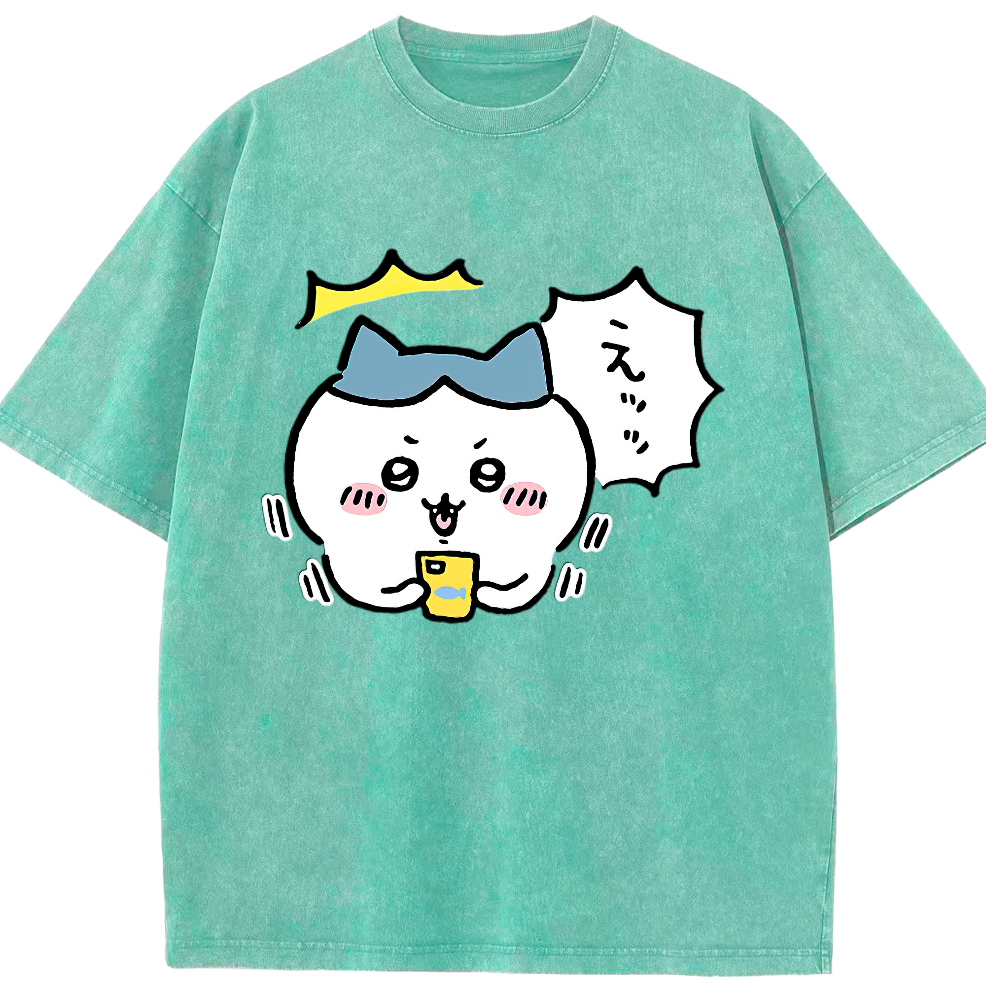 （画像用） ちいかわ ハチワレ Chii-kawa hachiware 綿100% ヴィンテージ風 半袖Tシャツ（フロントプリント）